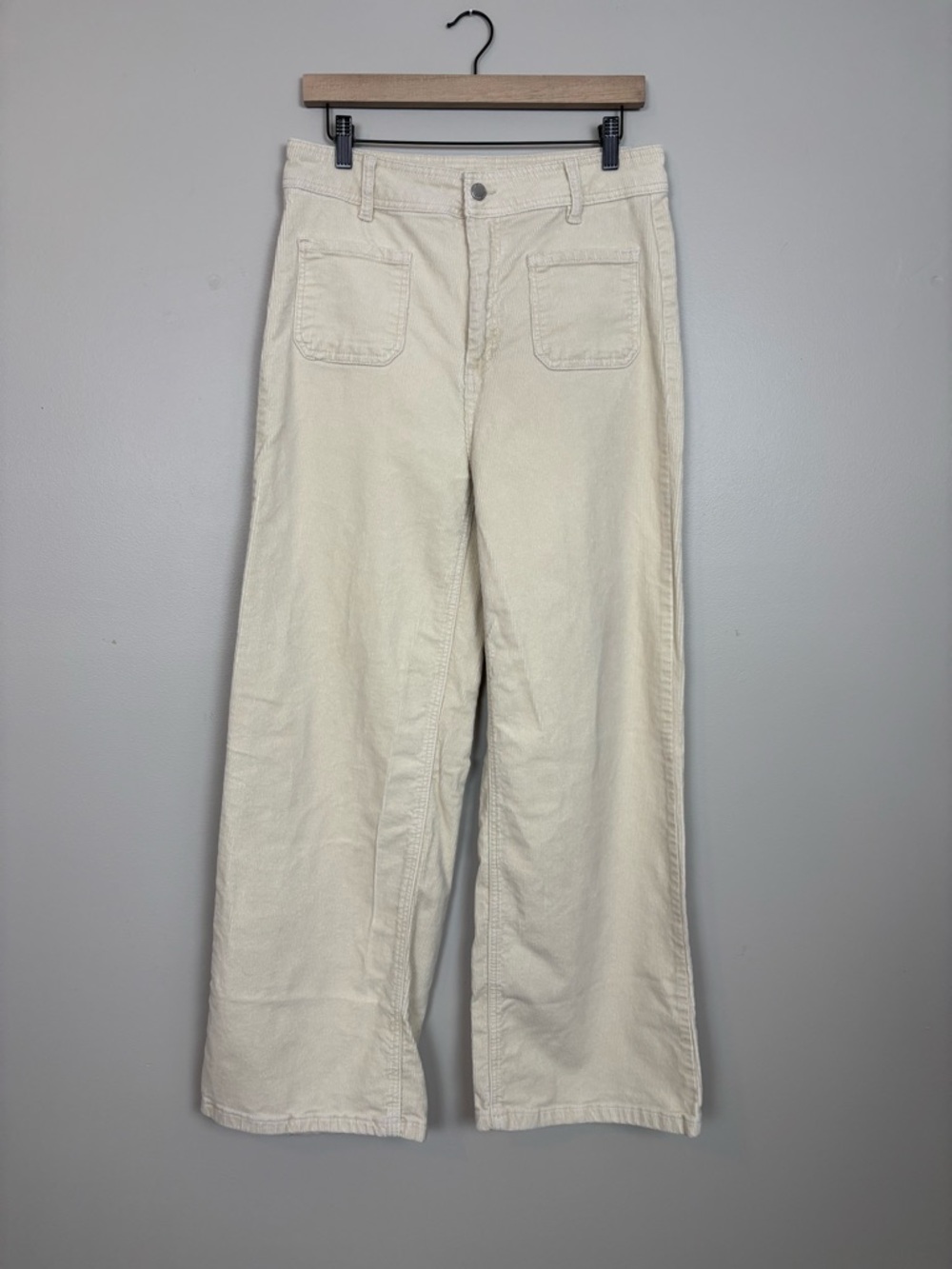 Oat New York Pants Womens 12 Corduroy Wide Leg High Waisted in Cream